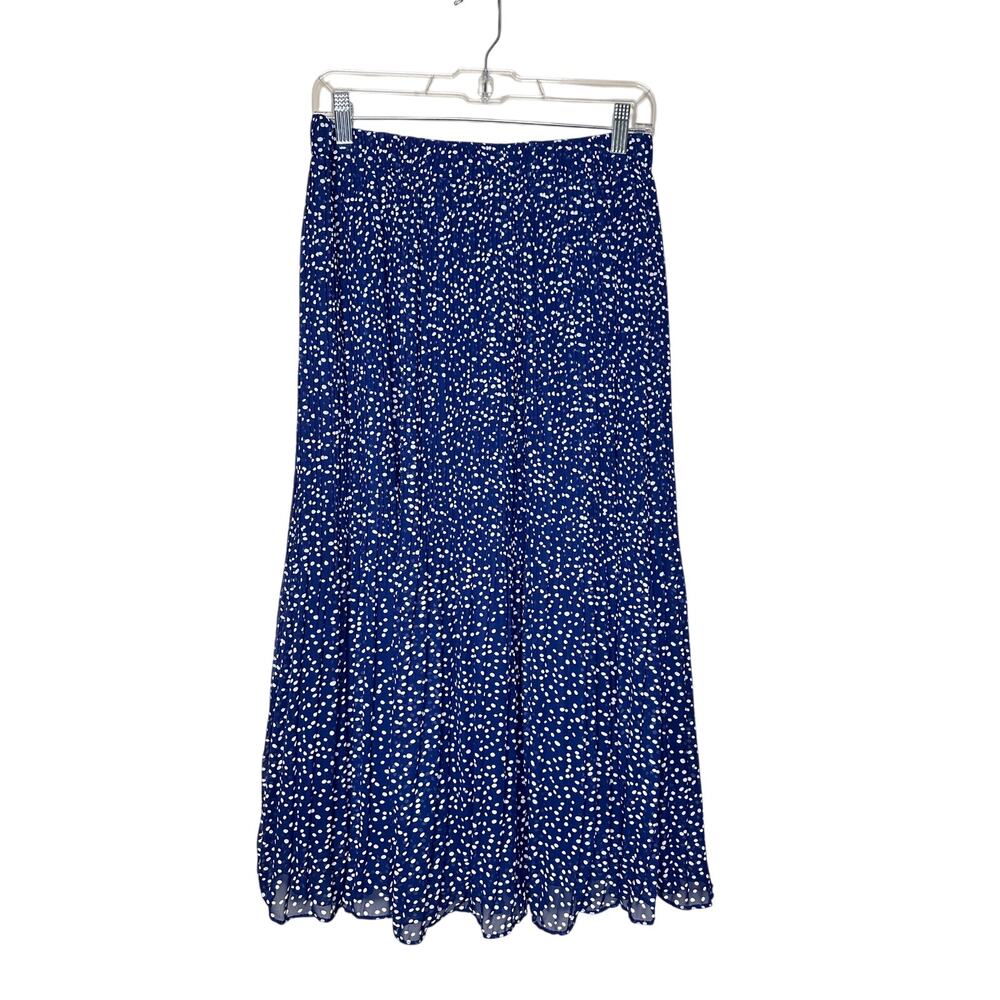 WD NY Boho Micro Polka Dot Maxi Skirt Navy Blue Size Small NWOT
